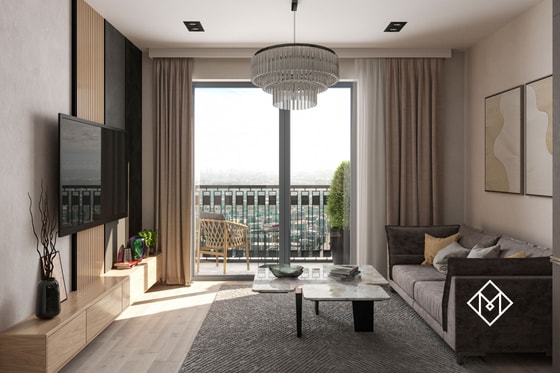 Интерьер 32 ,35 м² на 8 этаже. Вид со стороны бульвара