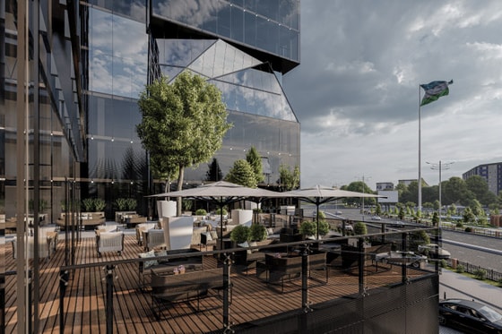 Рендер террасы на втором этаже в рекреационной зоне