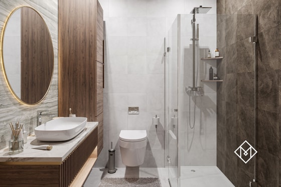 Санузел в квартире площадью 32,5 м²