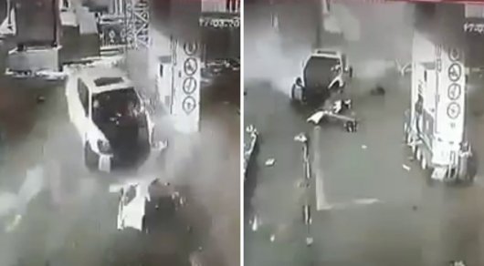 В Алматы Porsche Panamera влетел в автозаправку (видео)