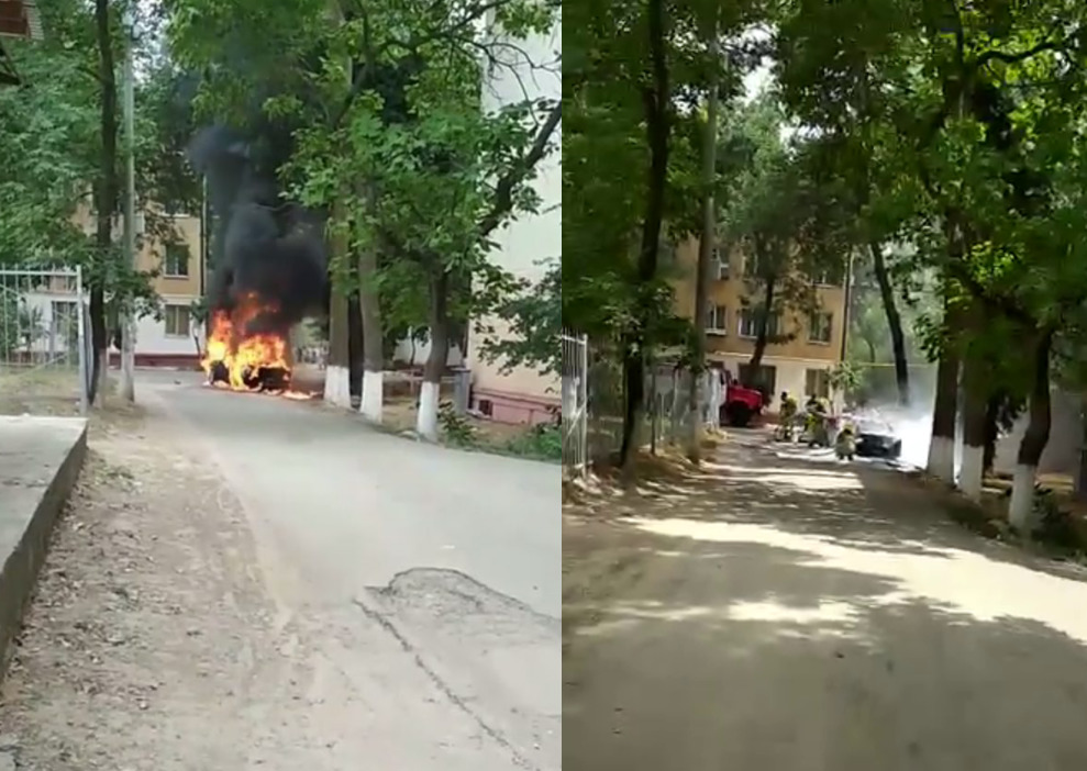 На Чиланзаре среди дня сгорела Nexia (видео)