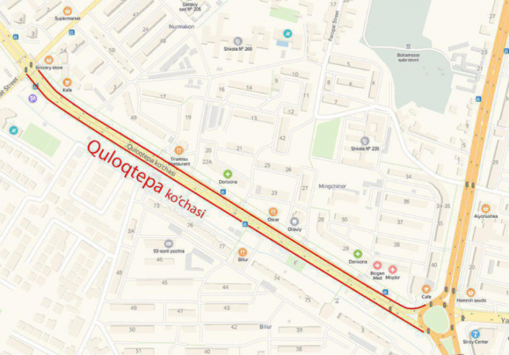 В Ташкенте улица Кулоктепа обзавелась новым названием 