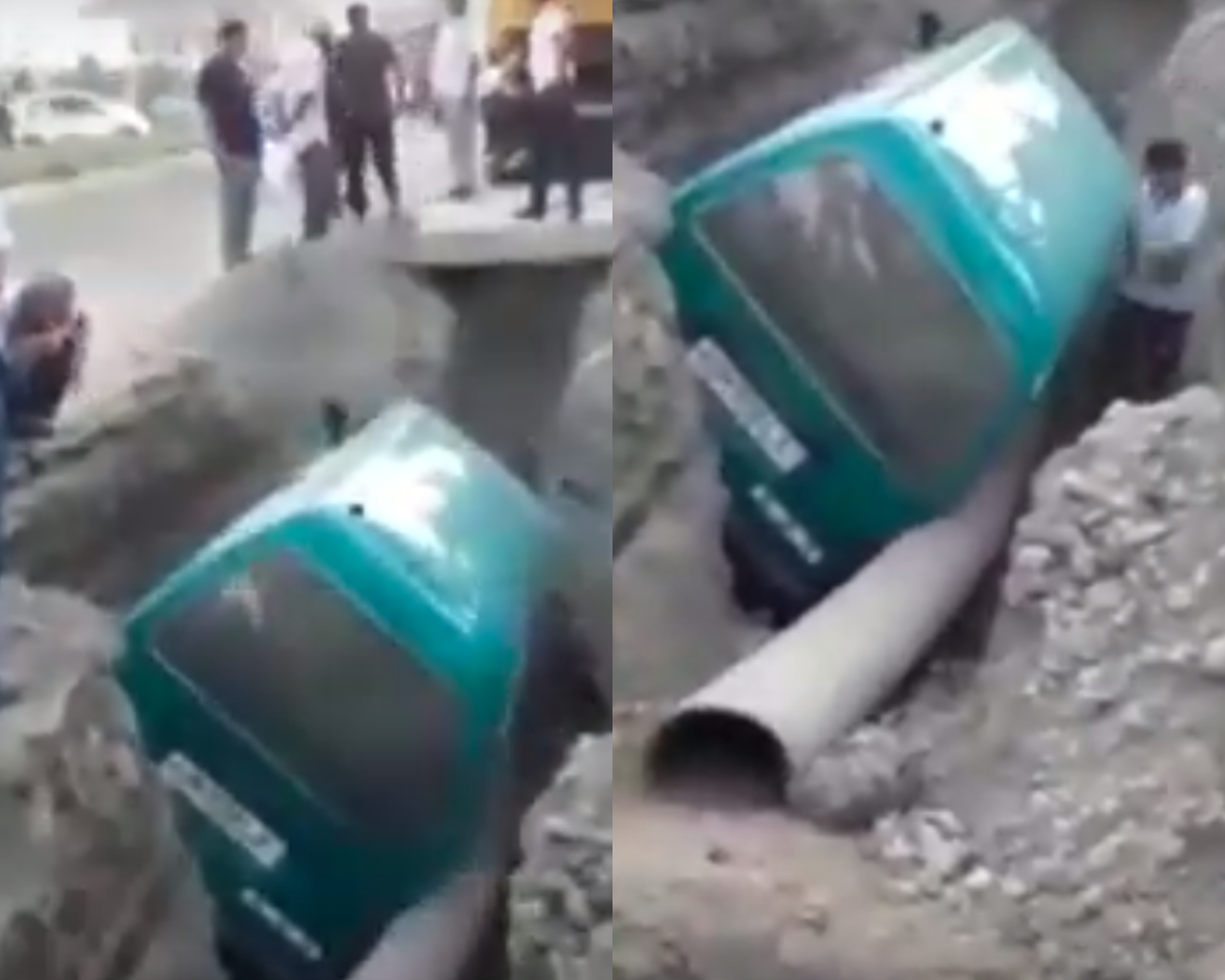 В Андижане «Damas» упал в выкопанную траншею