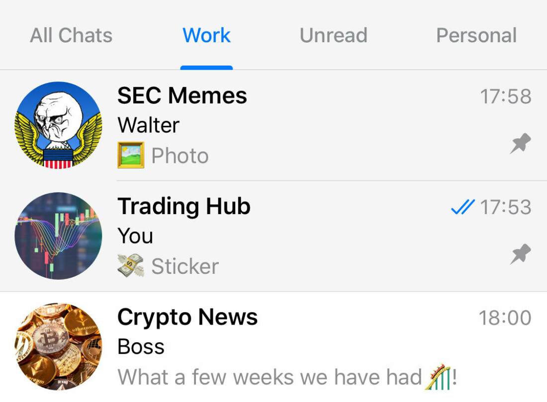 Telegram обзавелся папками для чатов и каналов