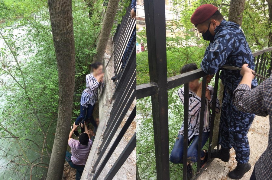 Тонувшую в ташкентском канале женщину спасли сотрудники Нацгвардии