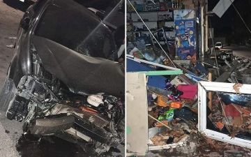 В Ташкенте пьяный водитель Lacetti на большой скорости врезался в магазин и сбил двух пешеходов