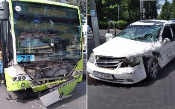 Водитель автобуса проигнорировал запрещающий сигнал светофора и столкнулся с Lacetti