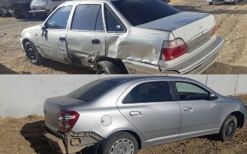В Джизакской области водитель «Кобальта» влетел в два припаркованных авто, дабы не сбить пешехода - видео