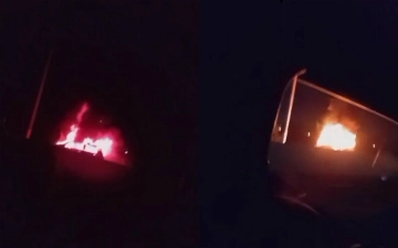 Под Ташкентом неизвестные убили таксиста и подожгли его автомобиль (видео)