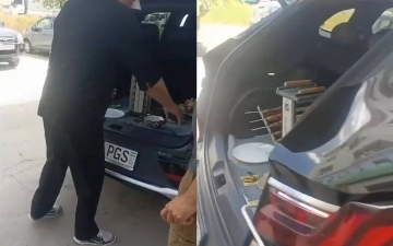 Узбекистанец пожарил шашлык в своем электромобиле