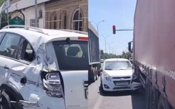 В Ташкенте произошла авария с участием 10 автомобилей