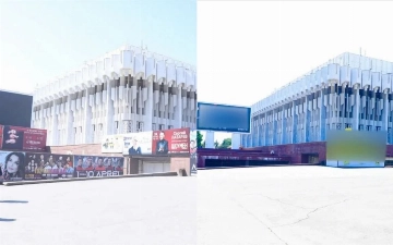 У Дворца дружбы народов в Ташкенте демонтировали рекламные баннеры