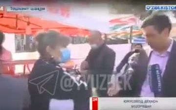 Узбекистанка влезла в репортаж о снижении цен на базаре и возмутилась подложенной костью вместо мяса