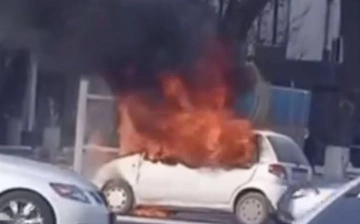 В Ташкенте загорелся Matiz — видео