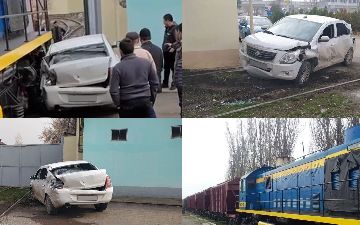 В Ташкенте «Кобальт» столкнулся с тепловозом