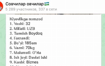 В узбекских каналах появилась группа Sovchilar с анкетами невест  и женихов – фото