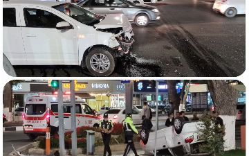 В Мирзо-Улугбекском районе Ташкента «Матиз» столкнулся с «Кобальтом» и перевернулся