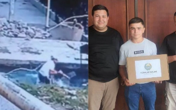 В Ташобласти подарили ноутбук парню, спасшему тонущего ребенка