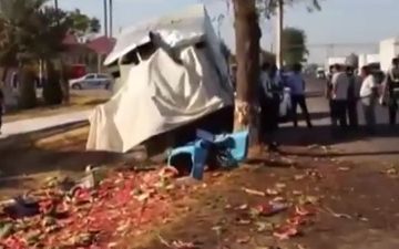 В Сырдарьинской области грузовик «впечатался» в дерево. Один человек погиб - видео