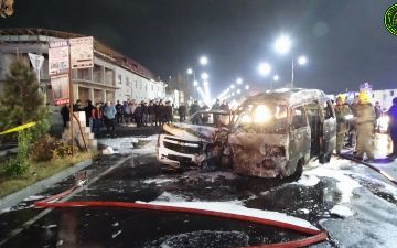 В Ферганской области Damas влетел в Cobalt, а затем перевернулся и сгорел: не обошлось без жертв