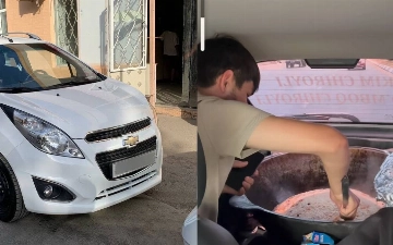 Узбекистанец приготовил плов в Chevrolet Spark