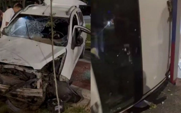 На Чиланзаре несовершеннолетний водитель Spark врезался в служебный автомобиль ДПС