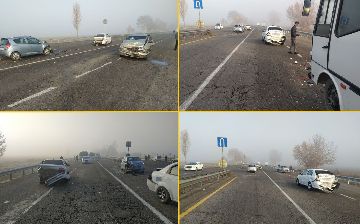 В Ташобласти случилась пента-авария: в ней поучаствовал даже пассажирский автобус - видео