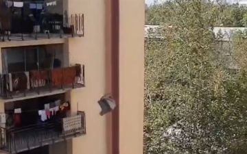 В Ташкенте пьяная женщина выбросила кресло с девятого этажа: ей было лень выносить через подъезд старую мебель - видео