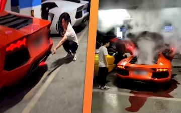 Китаец чуть не спалил свой Lamborghini, жаря на ней шашлыки