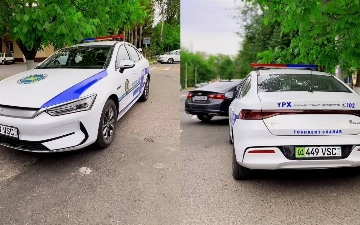 Инспекторам ДПС в Узбекистане выдали патрульные электрокары BYD Qin
