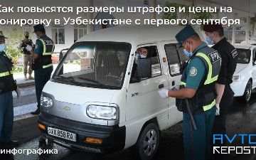 Инфографика: как повысятся размеры штрафов и цены на тонировку в Узбекистане с первого сентября