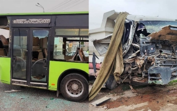 В Ташкенте столкнулись пассажирский автобус и грузовик, пострадали три человека
