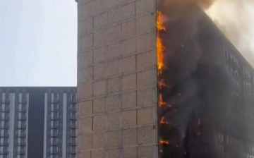 В Ташкенте произошел крупный пожар в строящейся многоэтажке