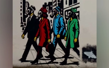 В противогазах и тюбетейках: Inkuzart нарисовал новое граффити