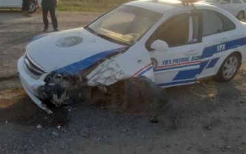 В Кашкадарьинской области «Ласетти» ГАИ столкнулась с гражданской